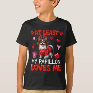Camiseta Pelo Menos Meu Papillon Me Ama no Dia dos Namorado