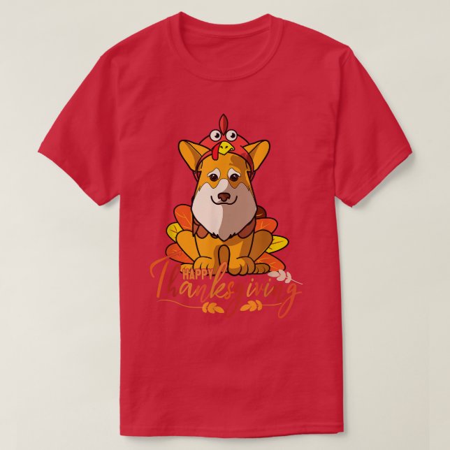 Camiseta Pembroke Corgi Dog Feliz Ação de Graças (Frente do Design)