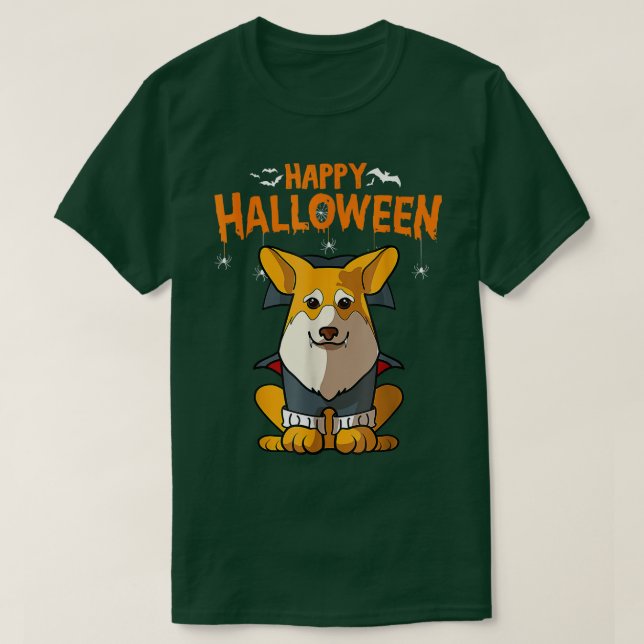 Camiseta Pembroke Corgi Dog Halloween Costume Vampire Dracu (Frente do Design)