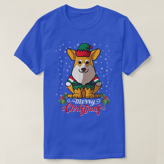 Camiseta Pembroke Corgi Dog Saudações Felizes Papais noeis  (Frente do Design)