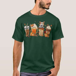 Camiseta Pembroke Welsh Corgi Coffee Halloween Pumpkin