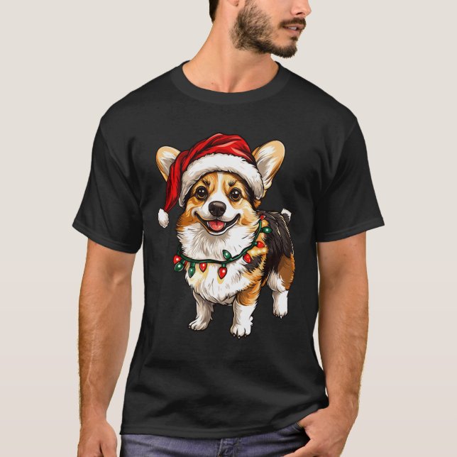 Camiseta Pembroke Welsh Corgi Papais noeis Árvore de Natal  (Frente)