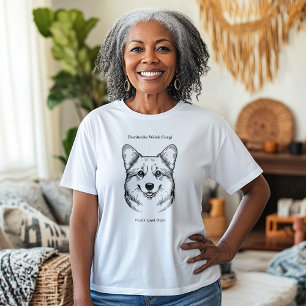 Camiseta Pembroke Welsh Corgi Retrato Black Line Ilustrat