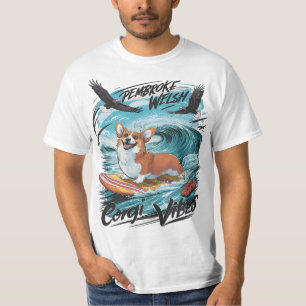 Camiseta Pembroke Welsh Corgi Surfando O Cavaleiro Das Onda