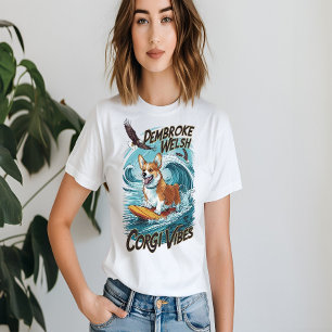 Camiseta Pembroke Welsh Corgi Surfer Tackles Onda Epic