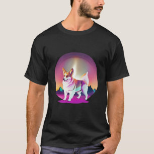 Camiseta Pembroke Welsh Corgi Synthwave Anos 80 Retrowave E