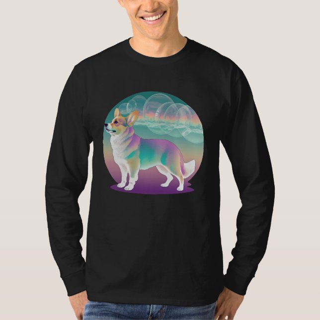 Camiseta Pembroke Welsh Corgi Vaporwave Retrowave Aesthetic (Frente)