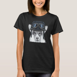 Camiseta Pembroke Welsh Corgi Vestindo Capacete de Moto Ant
