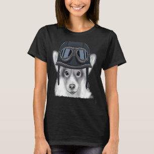Camiseta Pembroke Welsh Corgi Vestindo Motocicleta Vintage