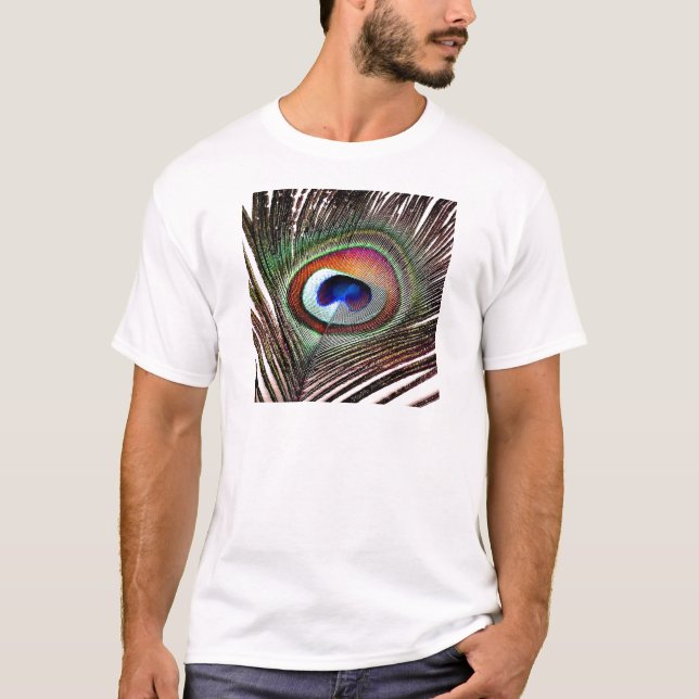 Camiseta Pena Colorida de Pavão de Cobre (Frente)