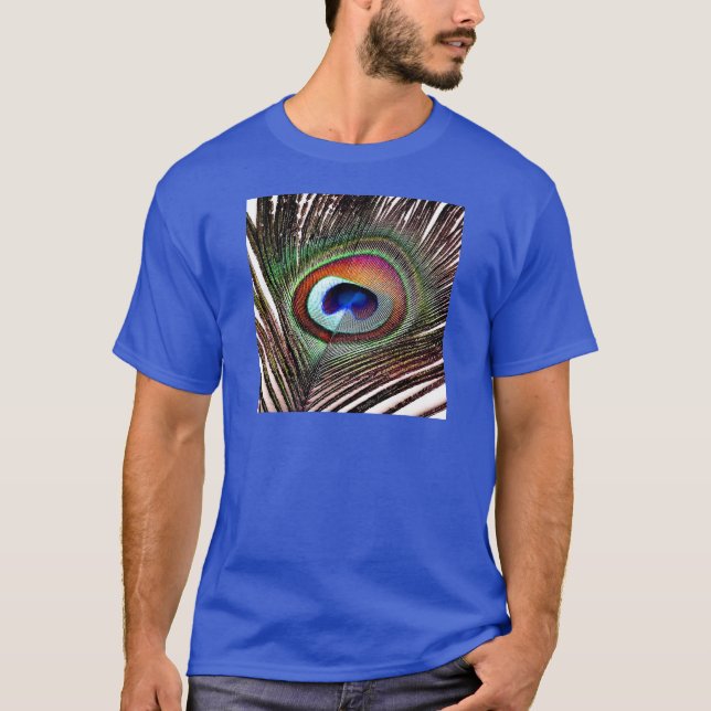 Camiseta Pena Colorida de Pavão de Cobre (Frente)
