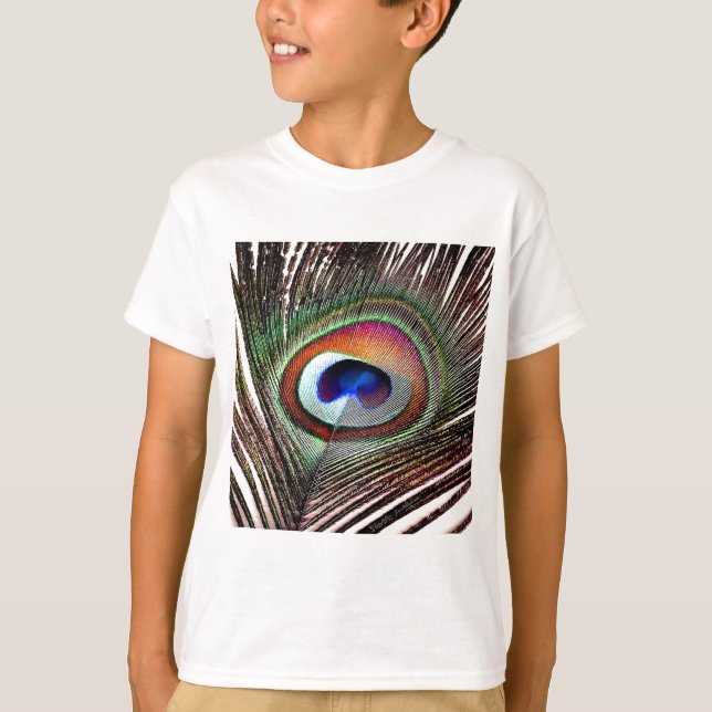 Camiseta Pena Colorida de Pavão de Cobre (Frente)