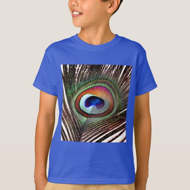 Camiseta Pena Colorida de Pavão de Cobre (Frente)