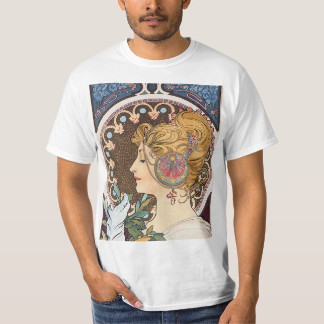 Camiseta Pena de Alphonse Mucha - Vintage Art Nouveau (Frente)