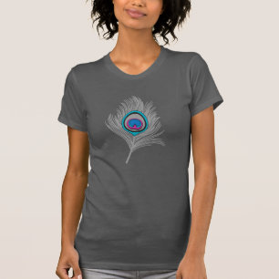 Camiseta Pena do pavão em cinzento/cinza e no T de turques