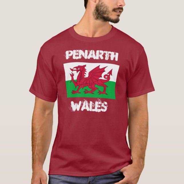 Camiseta Penarth, País de Gales com bandeira galesa (Frente)