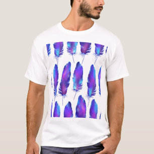 Camiseta Penas com textura espacial, padrão mágico.