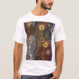 Camiseta Penas de pavão de ouro: padrão escuro.