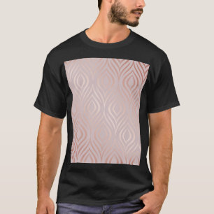 Camiseta penas de pavão de ouro-rosa, vindimagem