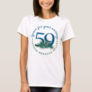 Camiseta Penas de Pavão para o 59º Aniversário ou Bodas