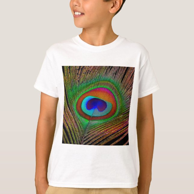 Camiseta Penas de Peacock de Cobre Vibrantes (Frente)