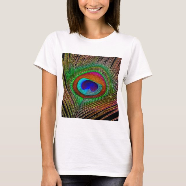 Camiseta Penas de Peacock de Cobre Vibrantes (Frente)