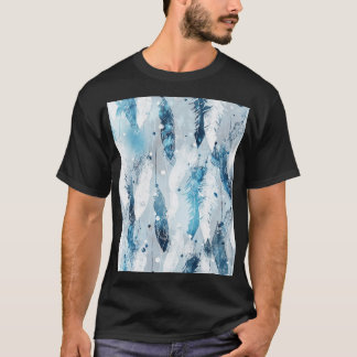Camiseta Penas de queda: Blue Watercolor