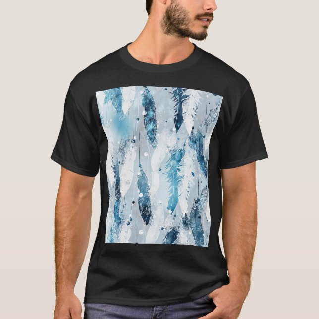 Camiseta Penas de queda: Blue Watercolor (Frente)