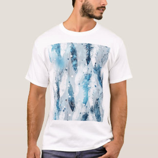 Camiseta Penas de queda: Blue Watercolor