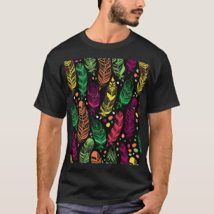 Camiseta Penas étnicas sem aparência, padrão vibrante.
