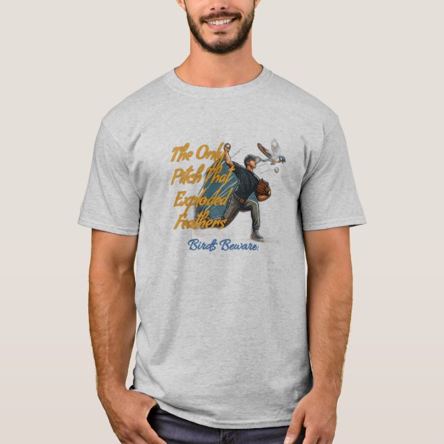 Camiseta Penas Explodidas, Beisebol Divertido  (Frente)