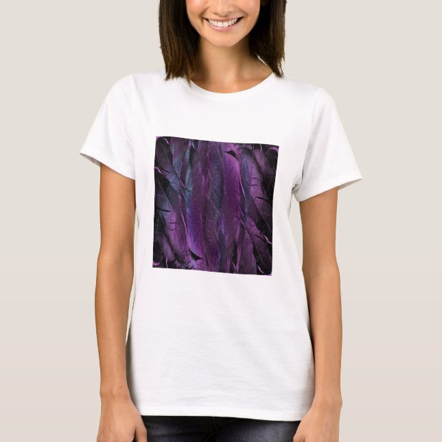 Camiseta penas roxas Abstrato violeta (Frente)