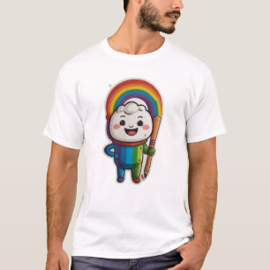 Camiseta Pêncil Feliz Esboço do Arco-Íris