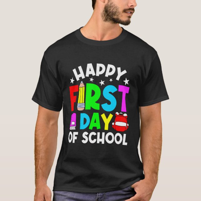 Camiseta Pencil Feliz Primeiro Dia De Apreciação Escolar De (Frente)