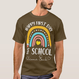 Camiseta Pencil Hearts Rainbow Happy First Day Of School Nó