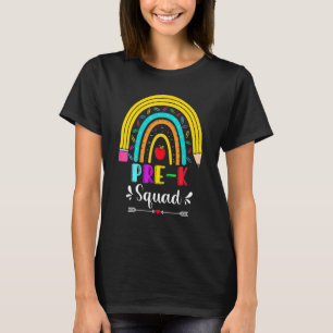 Camiseta Pencil Rainbow Pre K Squad De Volta Ao Professor D