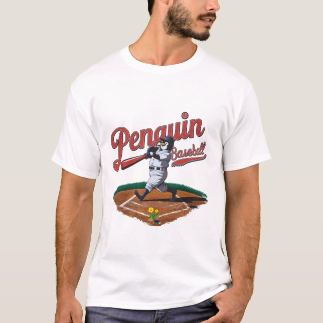 Camiseta Penguin Baseball Engraçado (Frente)