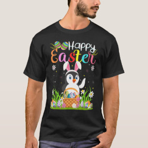 Camiseta Penguin Bird Bunny Egg Hunting Penguin Happy East