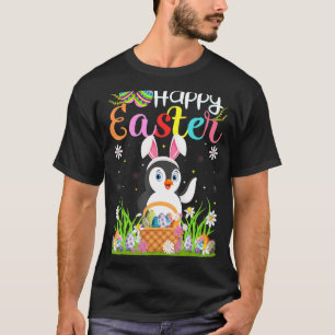 Camiseta Penguin Bird Bunny Egg Hunting Penguin Happy East