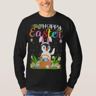 Camiseta Penguin Bird Bunny Egg Hunting Penguin Happy East