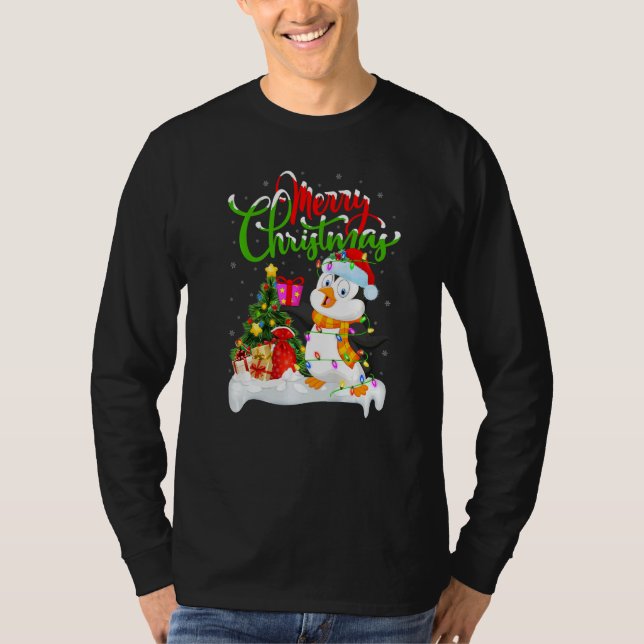 Camiseta Penguin Bird  Xmas Decorations Santa Penguin Chris (Frente)