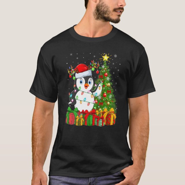 Camiseta Penguin Bird  Xmas Holiday Santa Penguin Christmas (Frente)