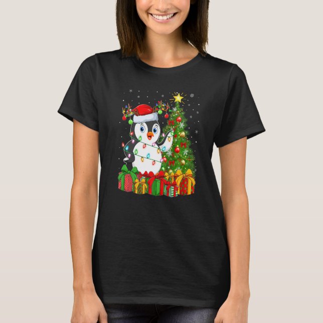 Camiseta Penguin Bird  Xmas Holiday Santa Penguin Christmas (Frente)