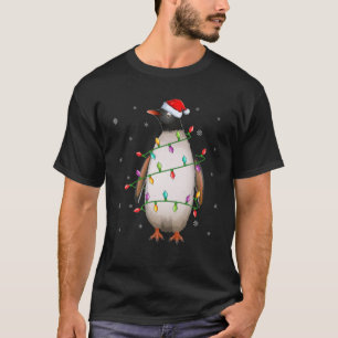 Camiseta Penguin Bird Xmas Lighting Santa Hat Penguin Chris