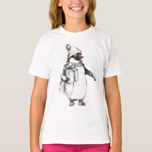 Camiseta Penguin Bonito Segurando Presente