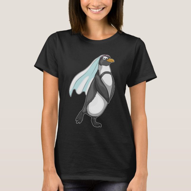 Camiseta Penguin Bride Veil Wedding (Frente)