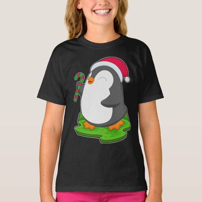 Camiseta Penguin Christmas Santa hat (Frente)