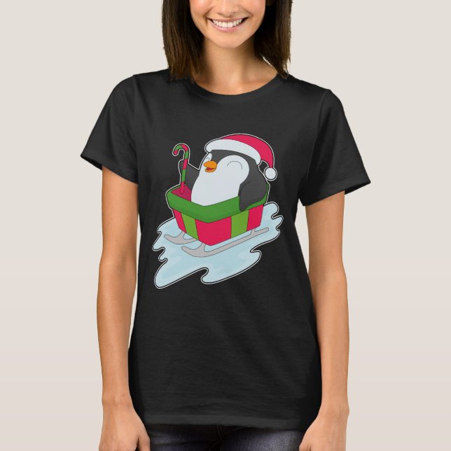 Camiseta Penguin Christmas Sled (Frente)