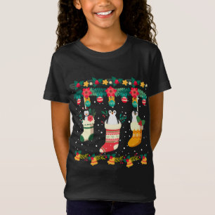 Camiseta Penguin Christmas Stocks X-mas Lights Pajama Match