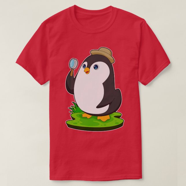 Camiseta Penguin Detetive Magnifying glass (Frente do Design)